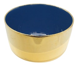 Skål i mässing, insida emaljerad blå, diameter 7,3 cm x h 4 cm, Gusums Messing