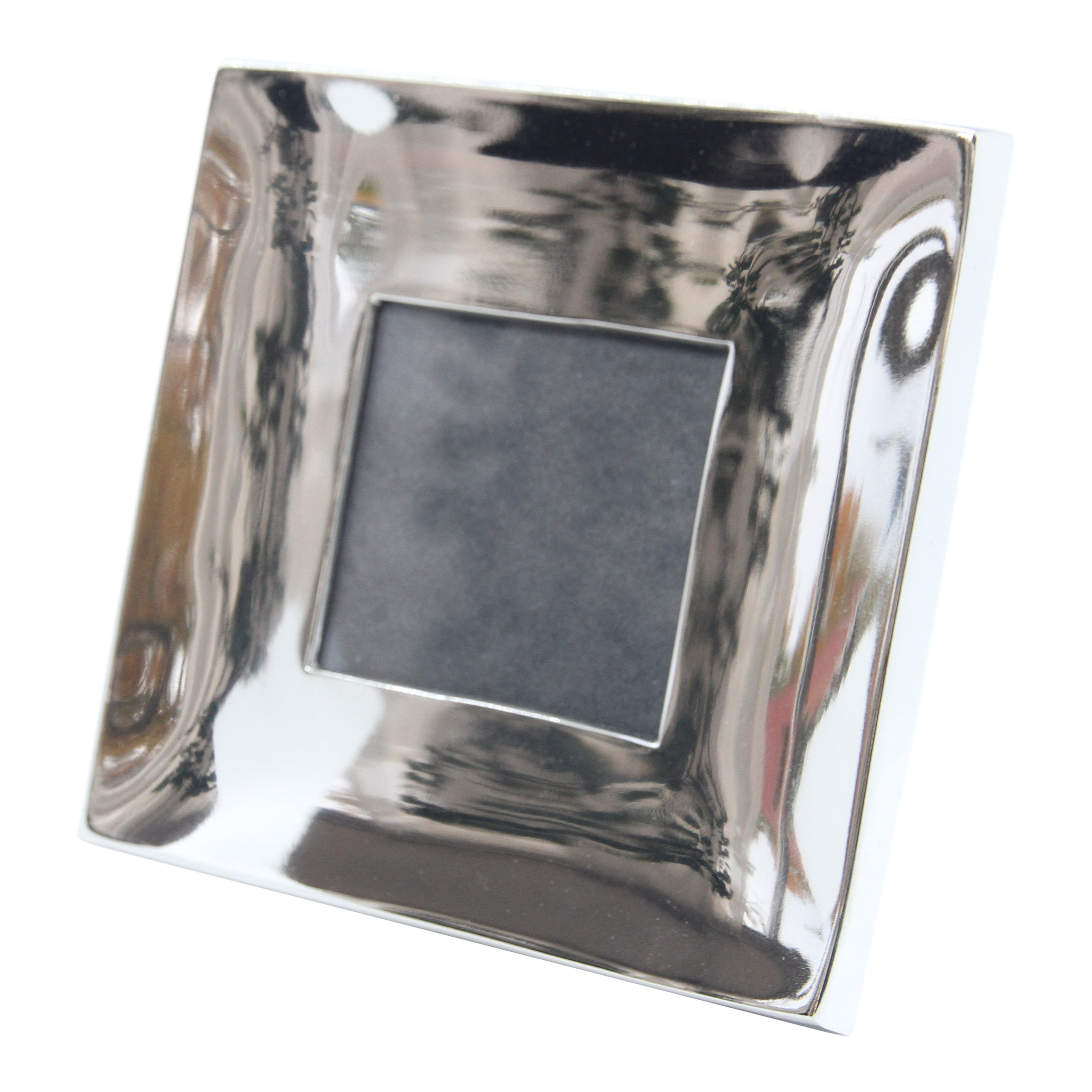 Cadre carré en aluminium nickelé poli 16 x 16 cm