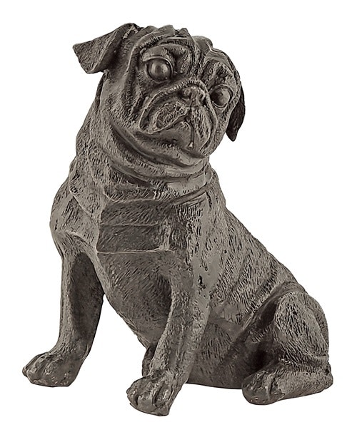 Chien, carlin, assis, 18 cm, en bronze