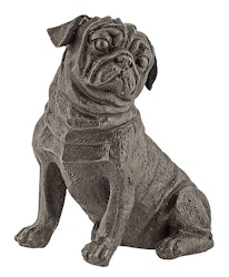 Hund, Mops, sitzend, 18 cm, aus Bronze