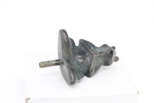 Sittande groda som fontän i yogaställning, 6,5 cm i höjd, gjord i brons