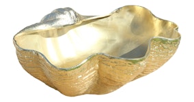 Champagne/wine coolerfor and seafood platter, in the shape of larger seashells, YELLOW PLATED