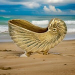Bowl in the shape of a seashell, 28 cm, gold-plated