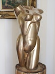 Torso, kvinna, 46 cm, guldpatinerad