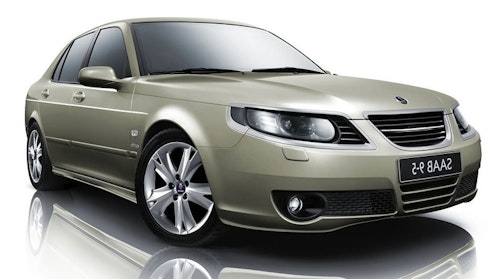 Precut window tint film for SAAB 9-5 sedan.