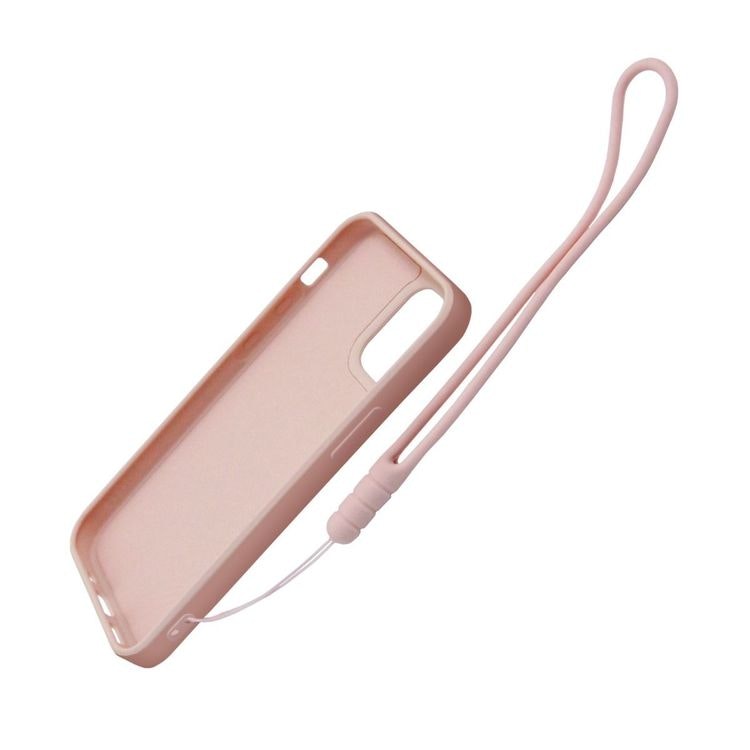 Apple Iphone 12 Mini Soft Liquid Silicone Case Pink With Magnetic Ring Holder Stand And Slim Hands Strap High Quality Crown Phone