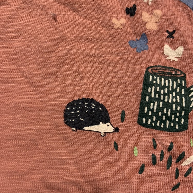 Rosa tröja med bla kanin och fjärilar i dämpade färger från Lindex stl 62