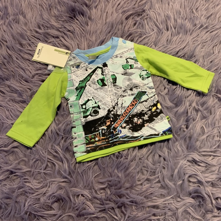 Ljusblå och ljusgrön tröja med krantryck från Fransa kids MiNi B stl 68