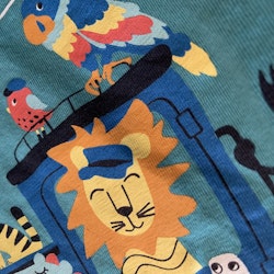 Turkos t-shirt med färgglatt djurtryck från PoP stl 86