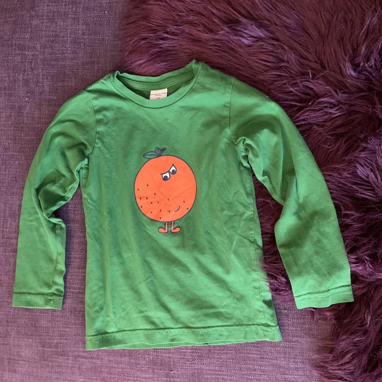 Grön tröja med apelsintryck från PoP stl 104