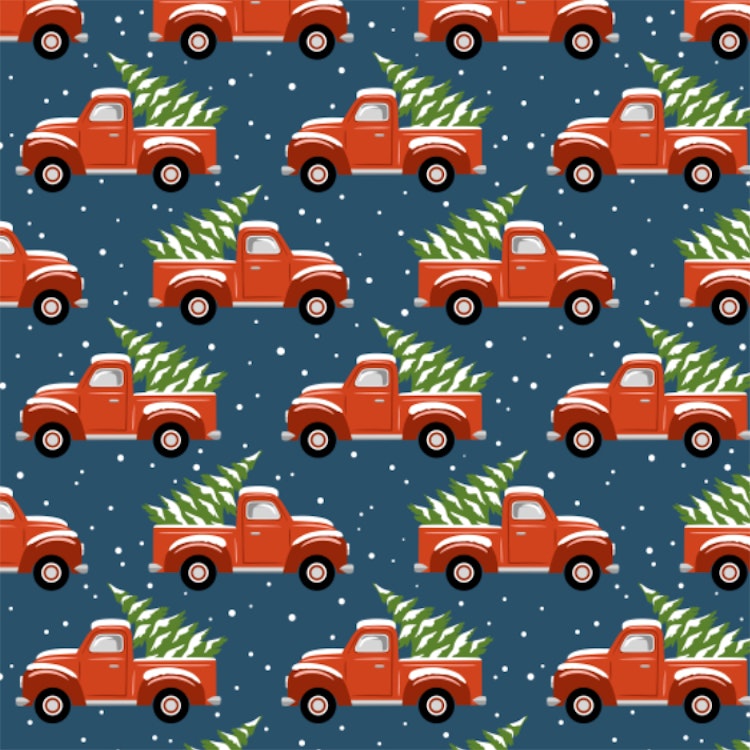 SLUTSÅLT! Bomullsjersey Christmas Trucks Dark Blue