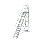 Produktbild på mobil trappa i elförzinkat stål med broms från Laggo, artikelnr 2300.