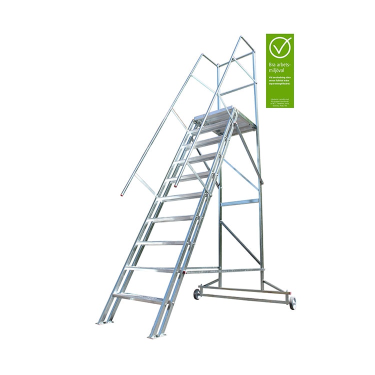 Produktbild på mobil trappa i elförzinkat stål utan broms från Laggo, bra miljöval.