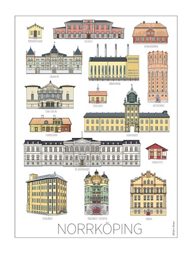 Norrköpingshus poster 30x40 cm