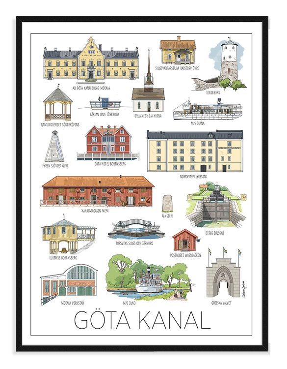 Göta kanals hus 30x40 tavla