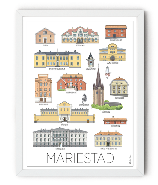 Mariestads hus minitavla 15x20 cm