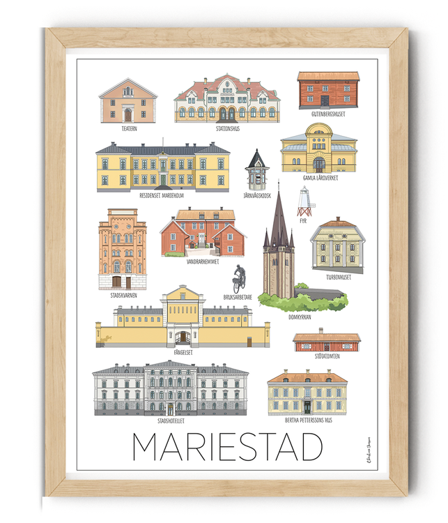 Mariestads hus minitavla 15x20 cm