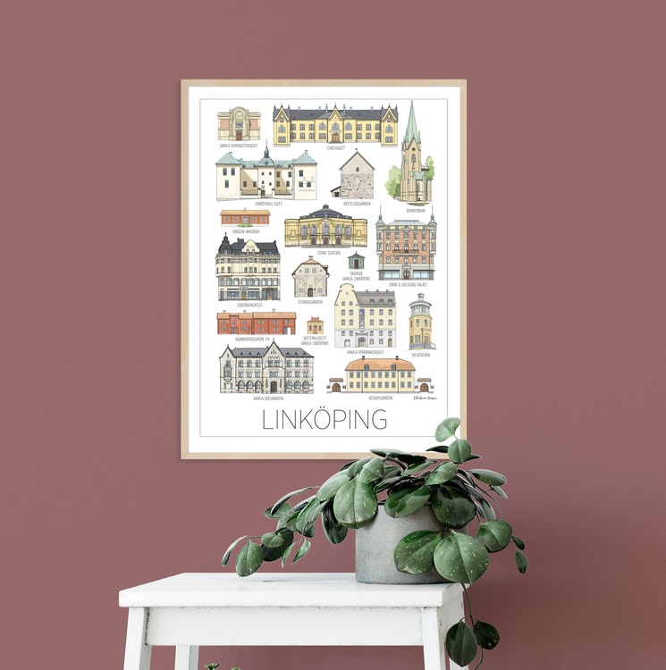 Linköpings hus print 50x70 cm