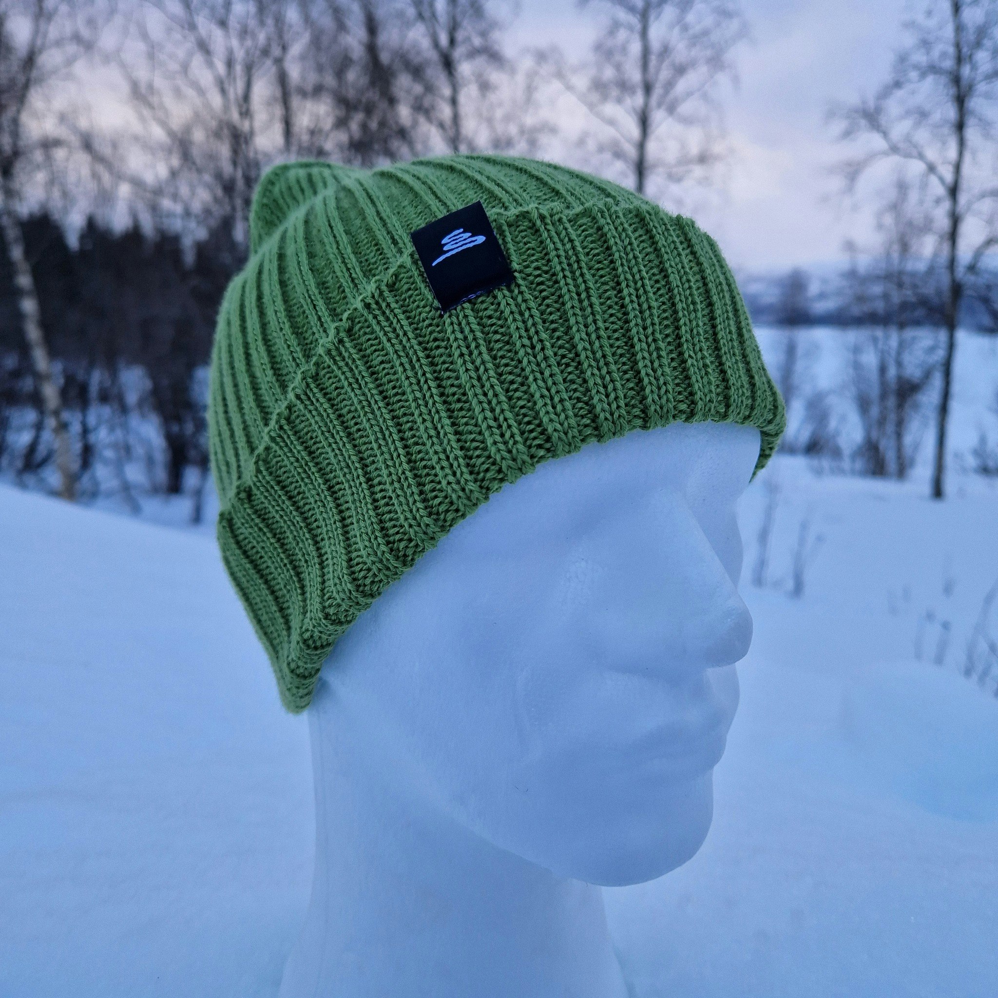 Ribbad Beanie, ärtgrön