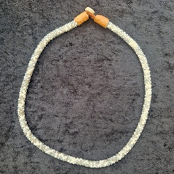 Pärlhalsband 44 & 45,5 cm - silver och vit