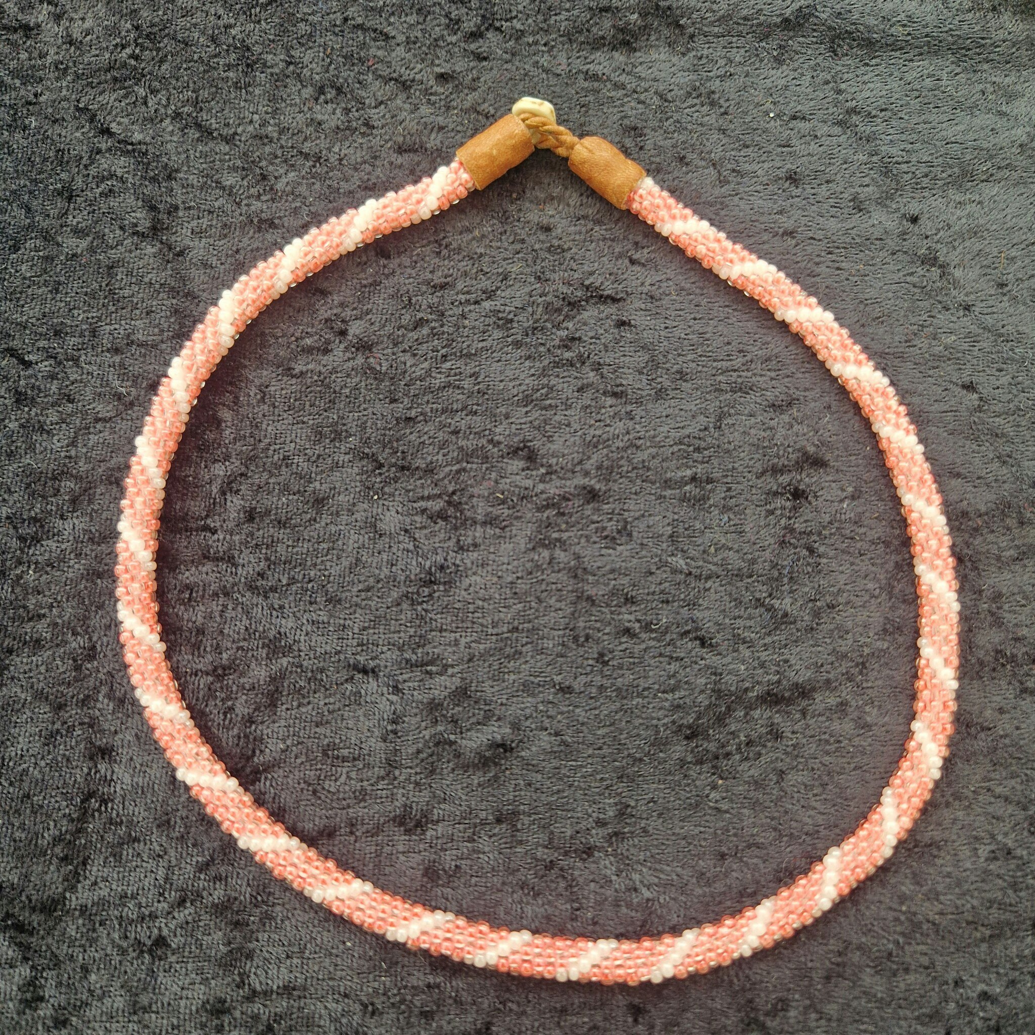 Pärlhalsband 44 cm - rosa vit