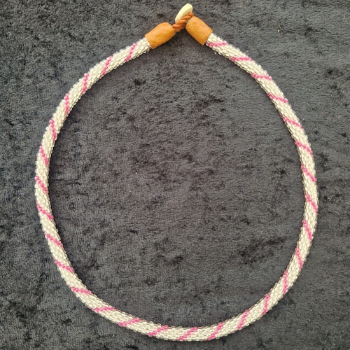 Pärlhalsband 44,5 cm - silver och rosa