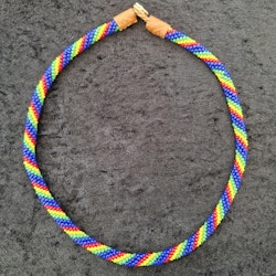 Pärlhalsband 45,5 cm - blå röd gul grön