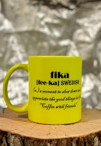 Gul neon mugg/Fika