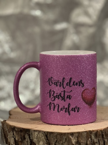 Glitter mugg/Världens bästa morfar/mormor