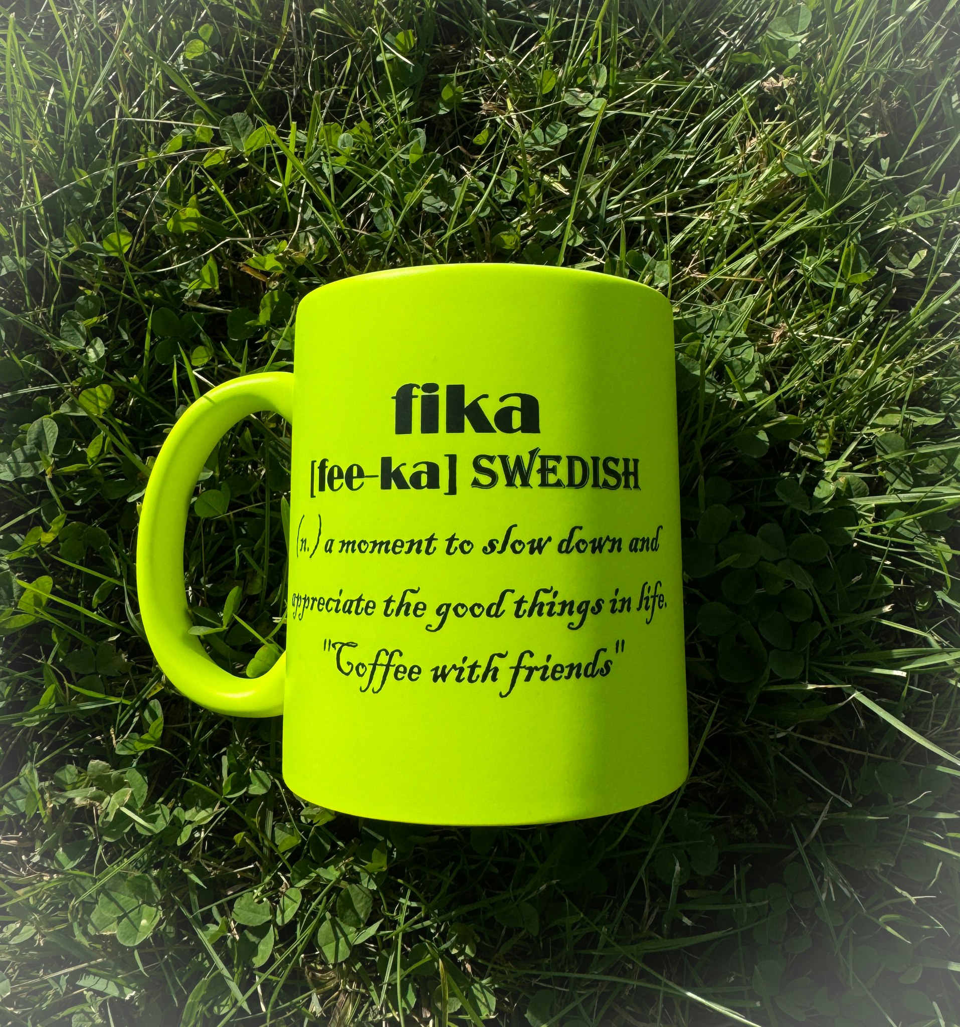 Gul neon mugg/Fika