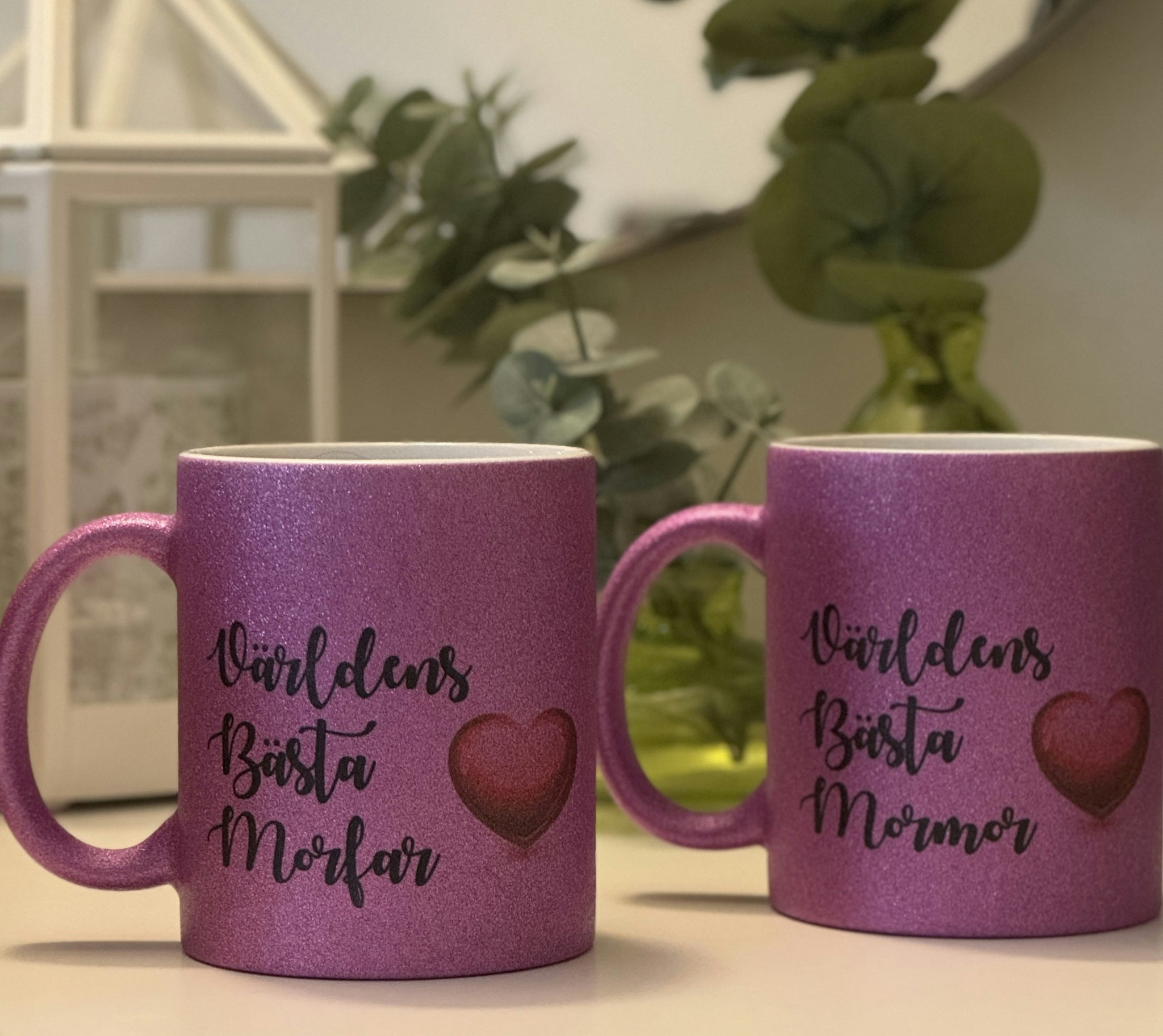 Glitter mugg/Världens bästa morfar/mormor