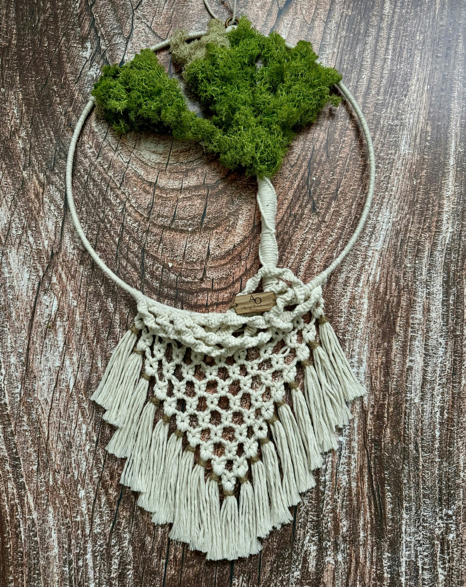 Livets Träd med mossa-macrame