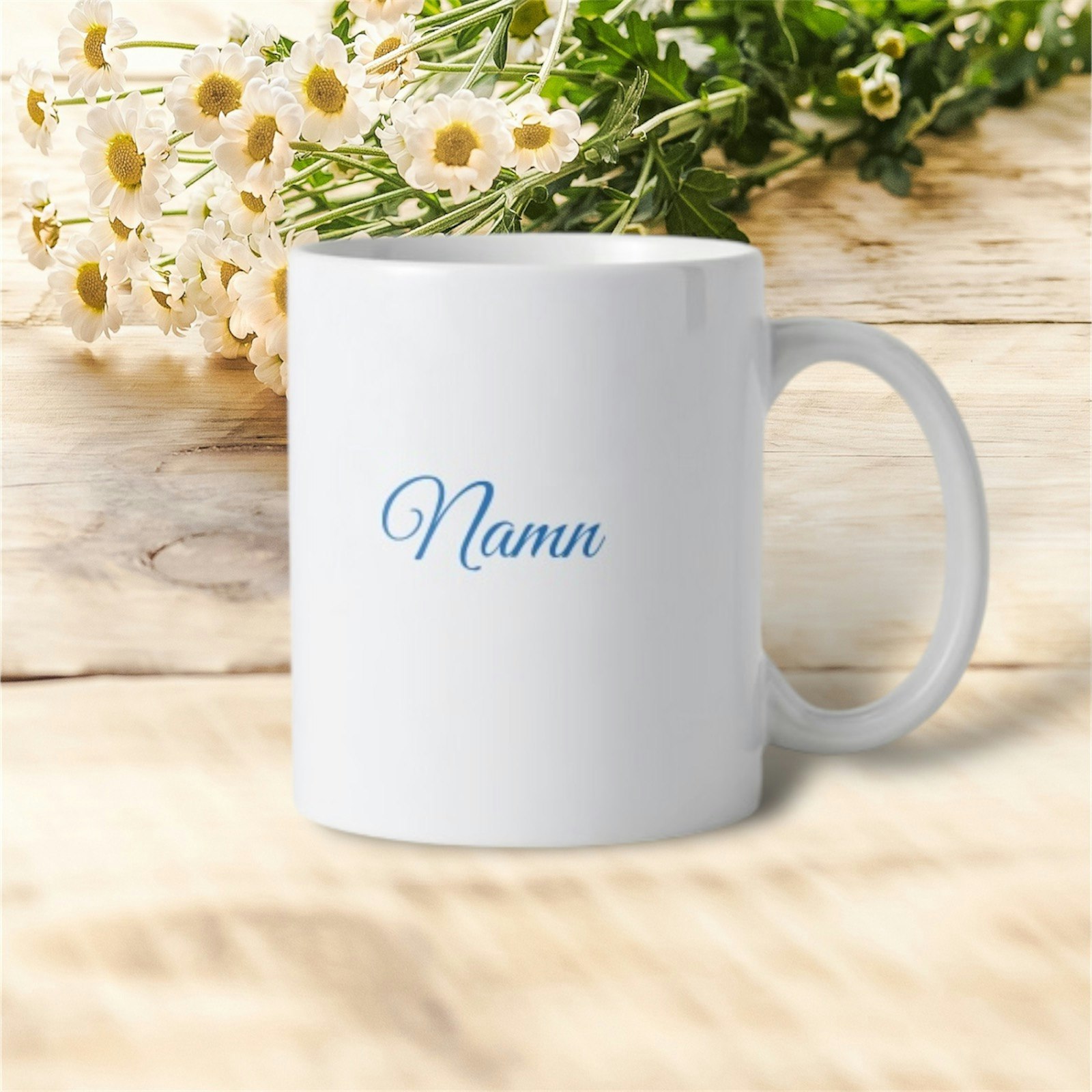 Personlig Mugg inspirerad av dalahäst-blå & eget namn