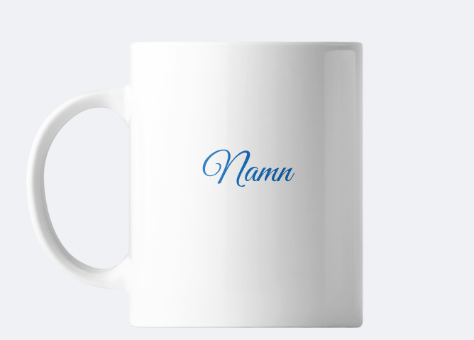 Personlig Mugg inspirerad av dalahäst-blå & eget namn
