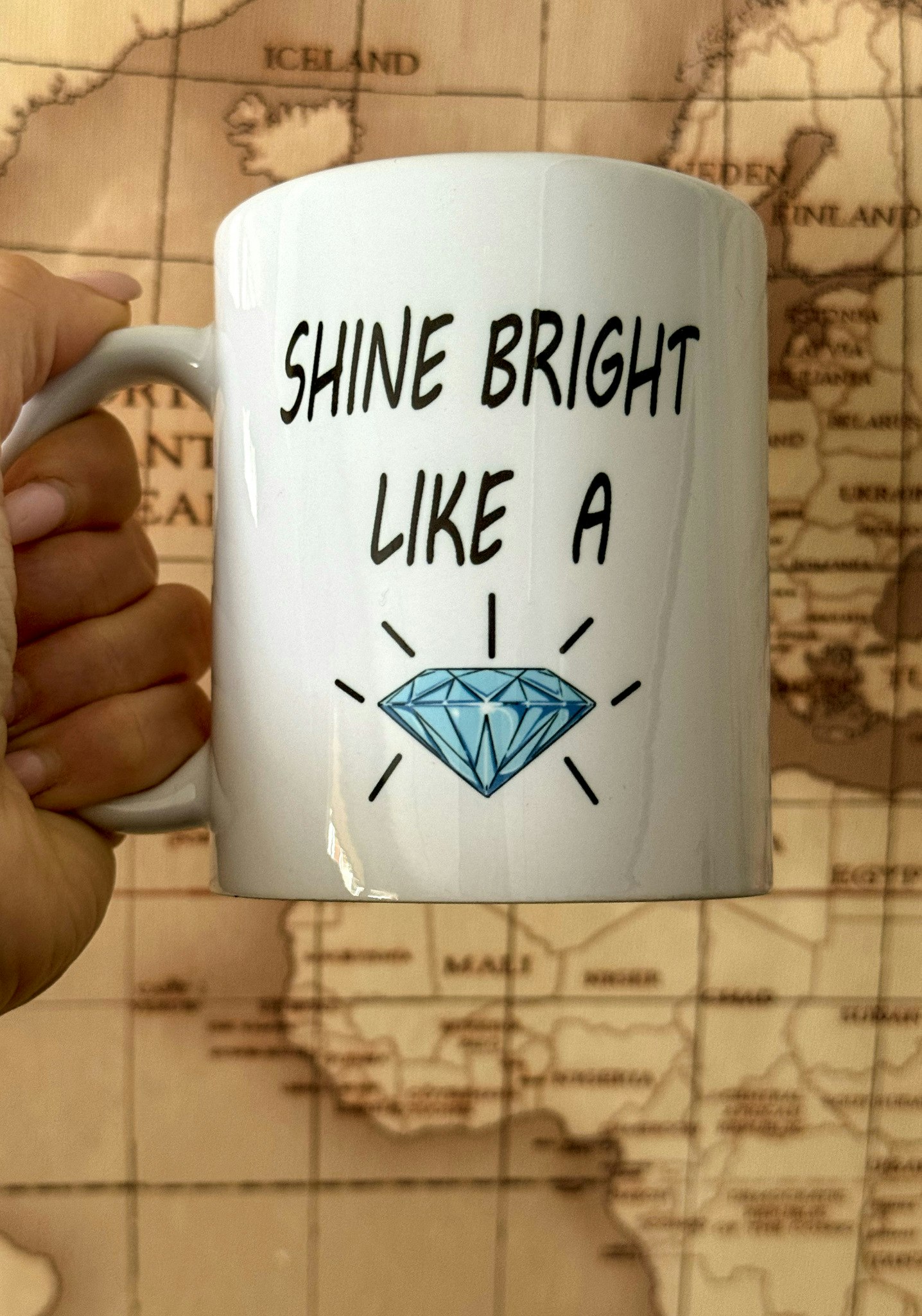 Mugg med text Shine Bright like a ..