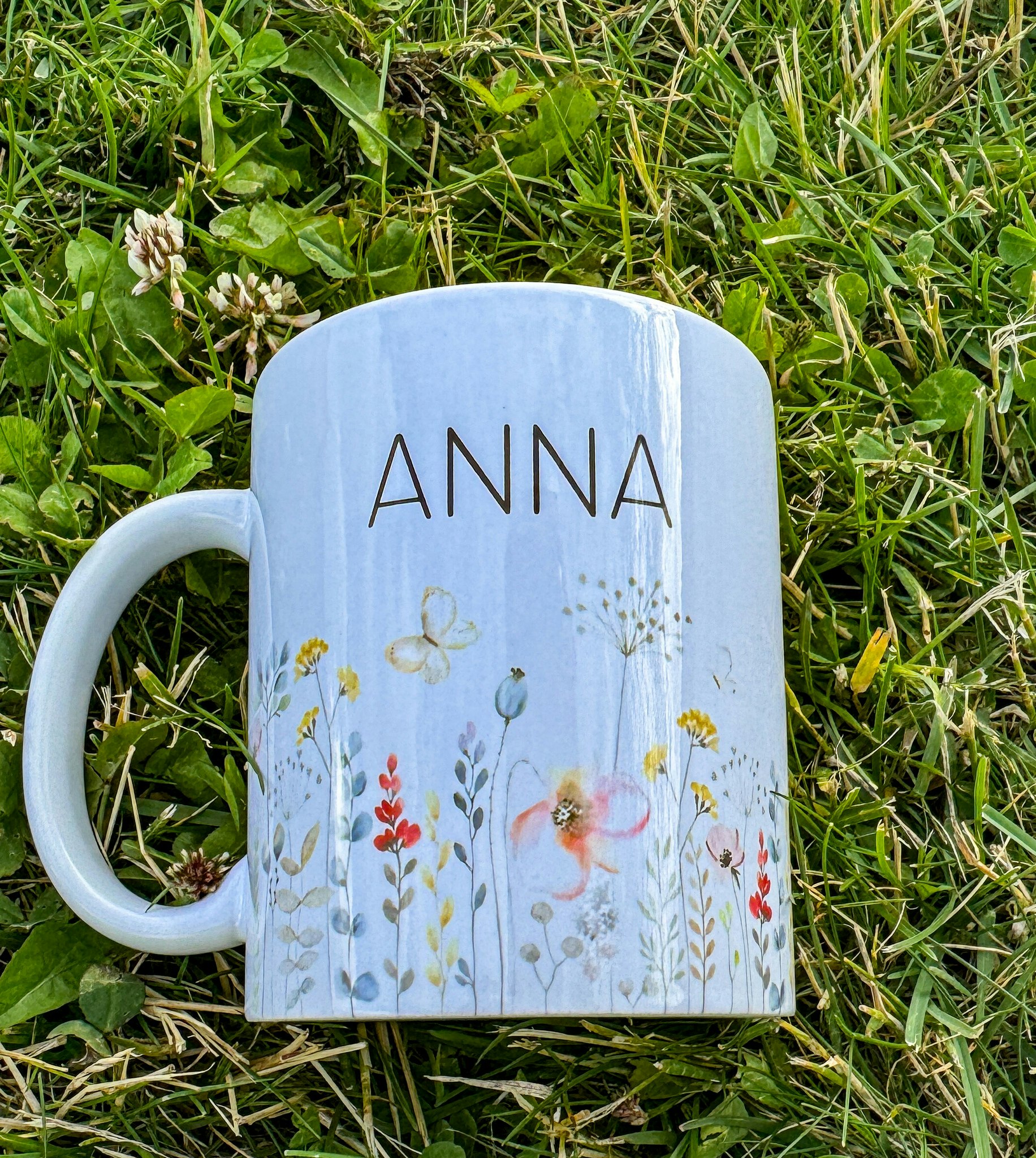 Blommor-Personlig Mugg med namn