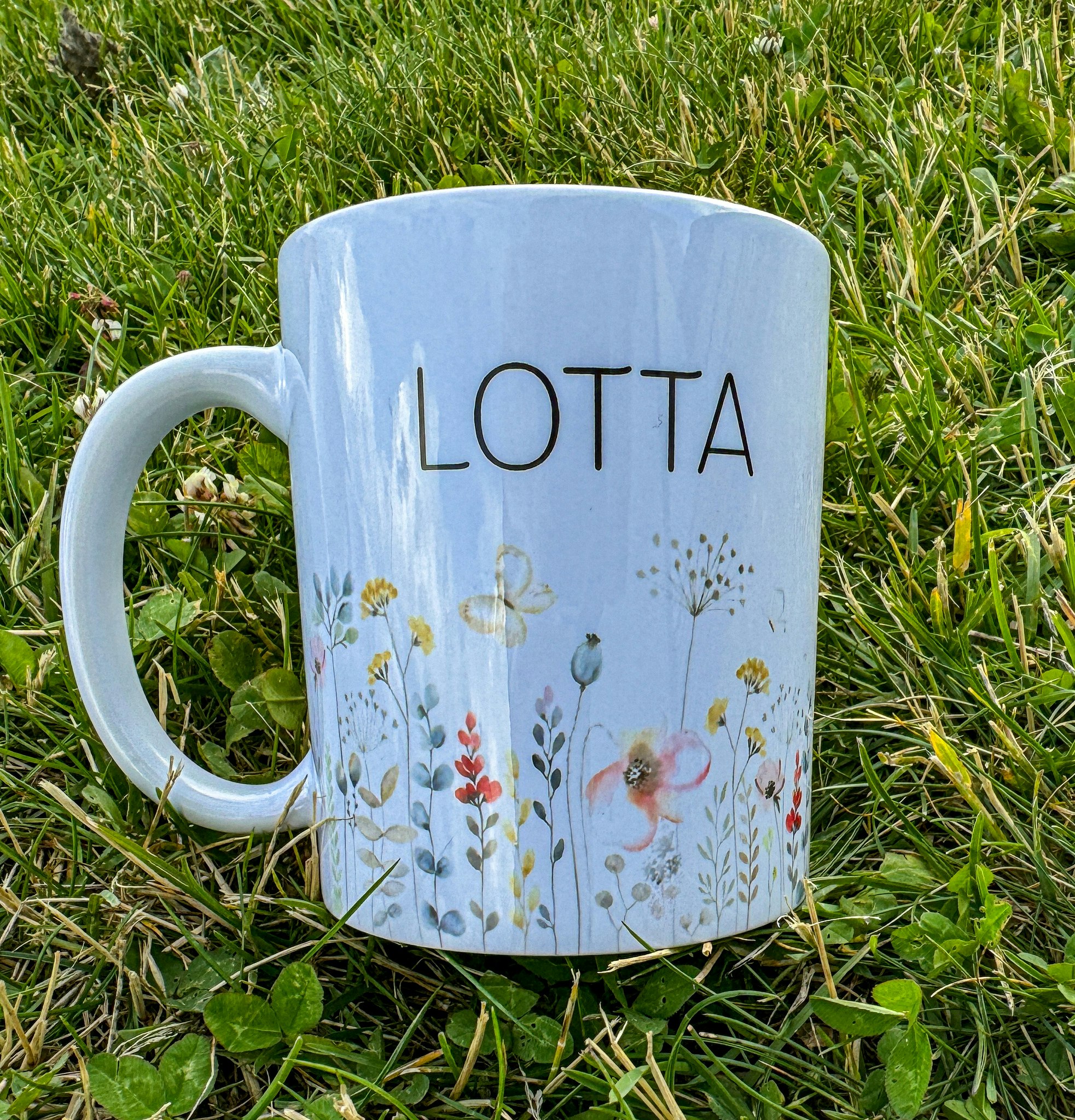 Blommor-Personlig Mugg med namn