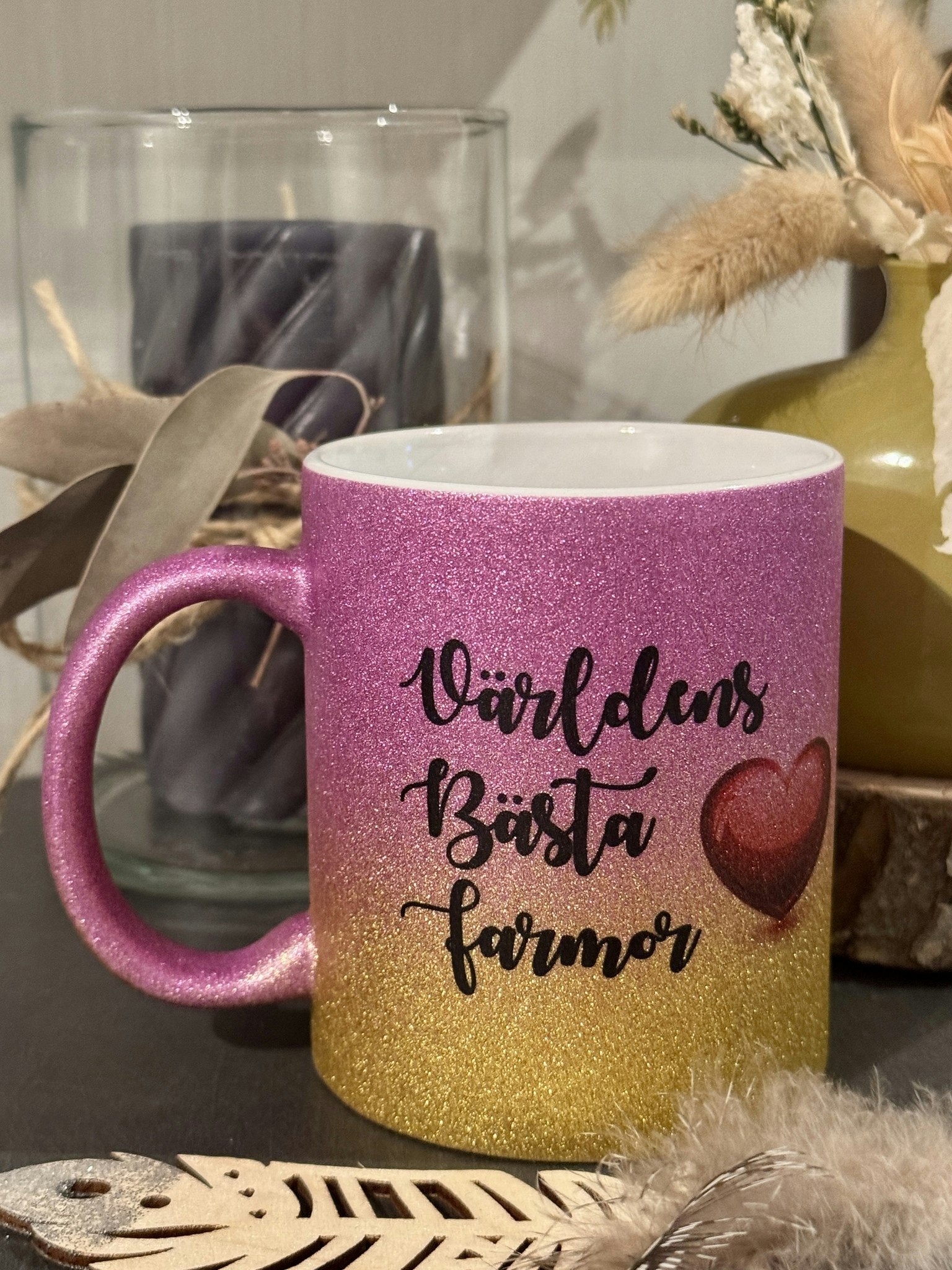 Glitter mugg-Världens Bästa Farmor