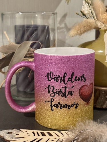 Glitter mugg-Världens Bästa Farmor