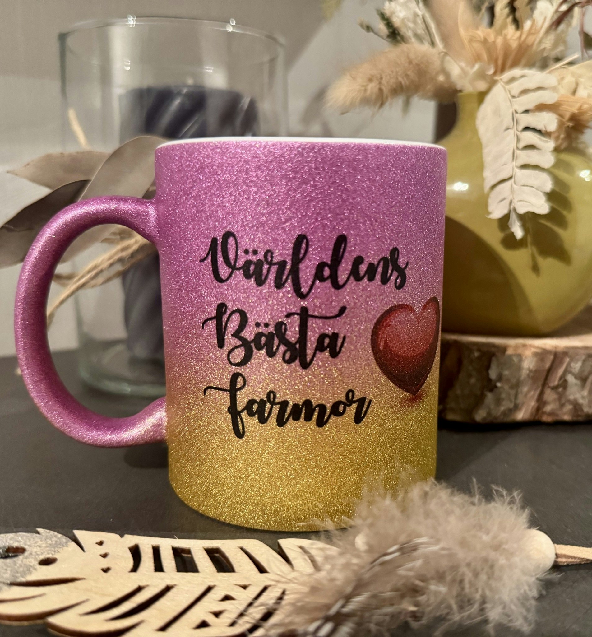 Glitter mugg-Världens Bästa Farmor