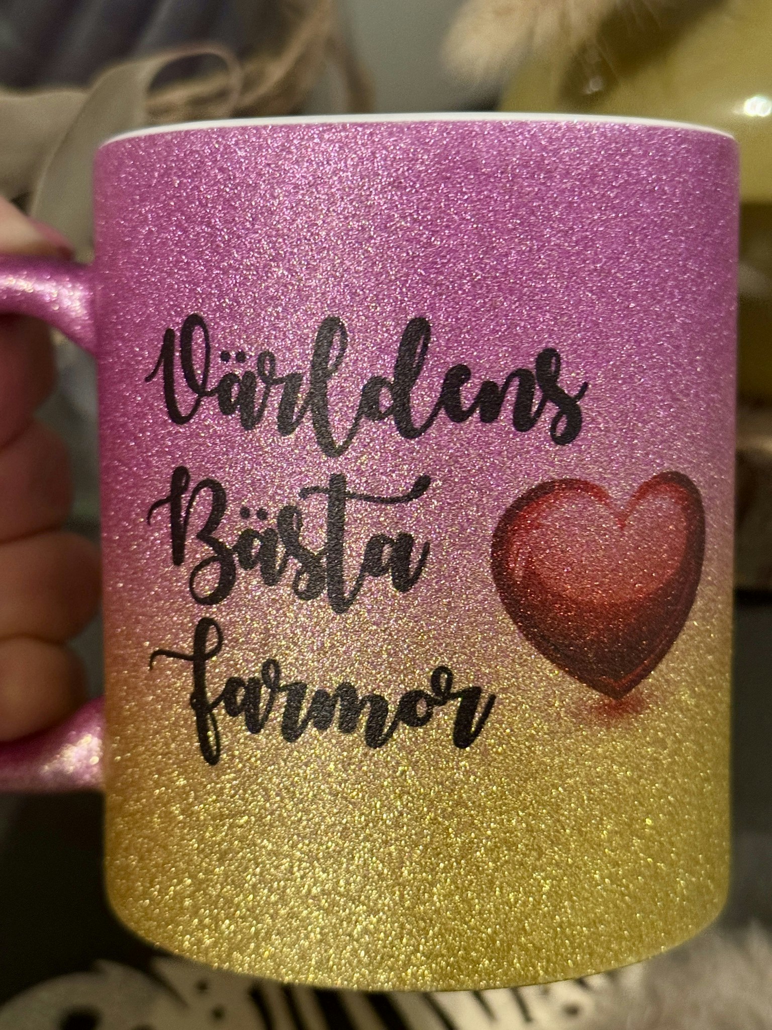 Glitter mugg-Världens Bästa Farmor