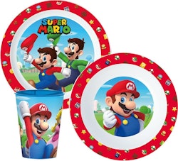 Super Mario bros  3 delat måltidsset / barnservis med mugg