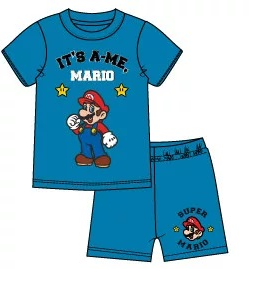Super Mario 2 delat set T-shirt - Shorts / Kortärmad Pyjamas - Blå