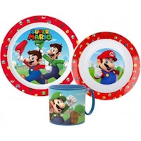 Super Mario bros  3 delat måltidsset / barnservis med mugg