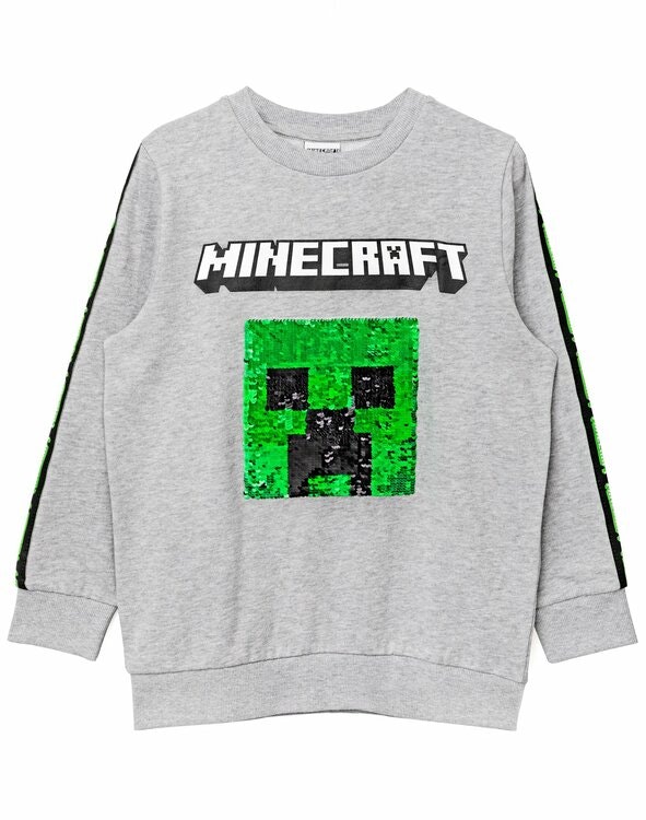 Minecraft Sweatshirt med Paljetter - Creeper & TNT - Minibossen.se