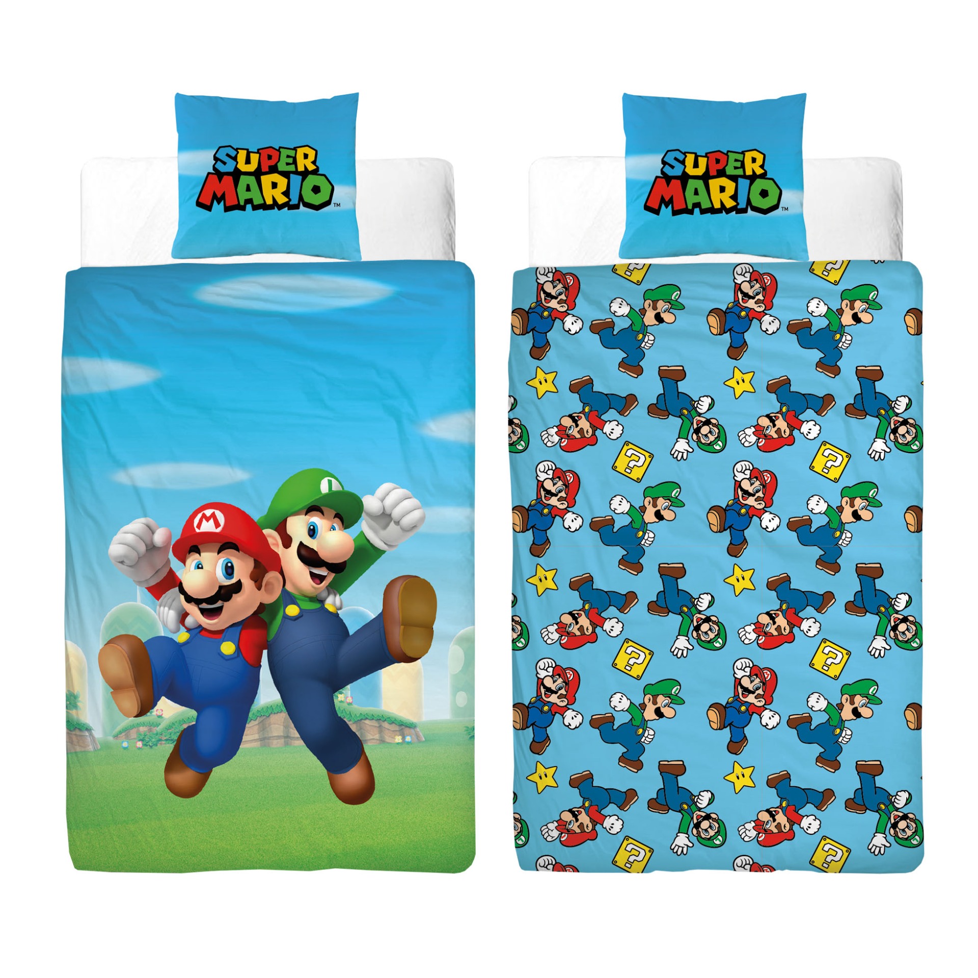 Stort Super Mario Påslakan Enkelsäng - Mario & Luigi