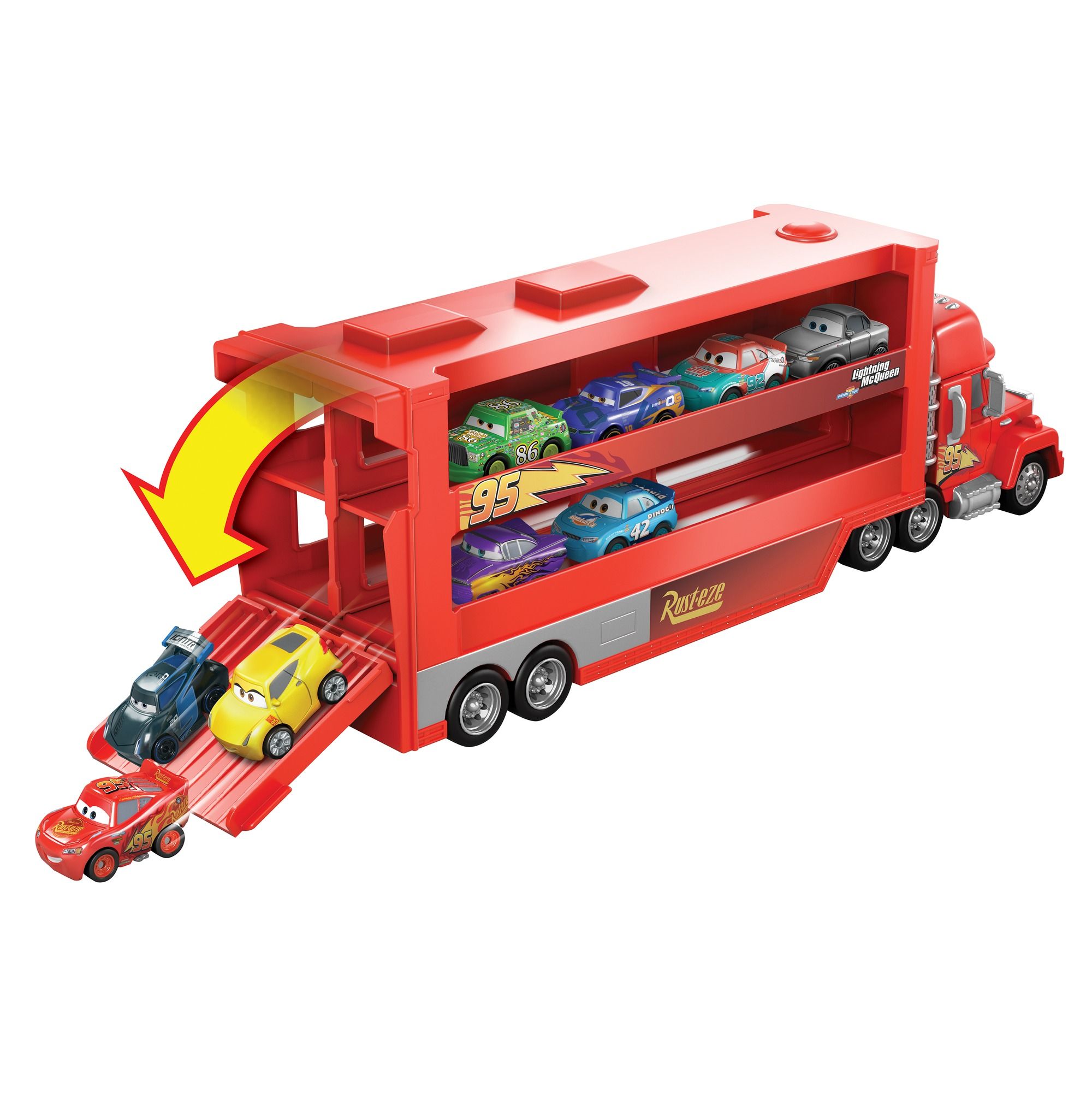 Disney Bilar / Cars Mini Racer Mack Truck Transporter