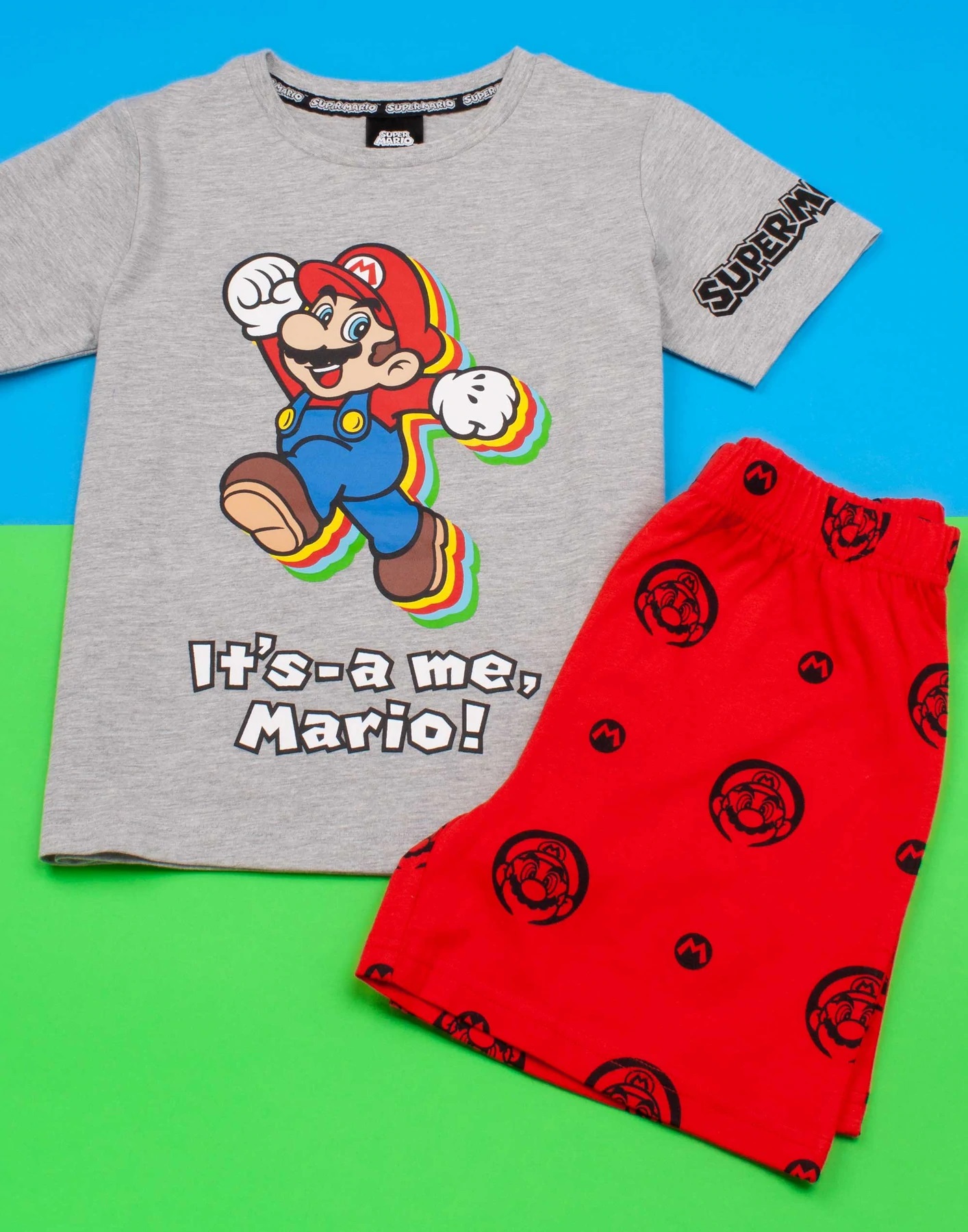 Super Mario 2 delat set T-shirt - Shorts / Kortärmad Pyjamas - It's a me Mario!