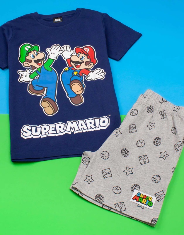 Super Mario 2 delat set T-shirt - Shorts / Kortärmad Pyjamas - Mario & Luigi!
