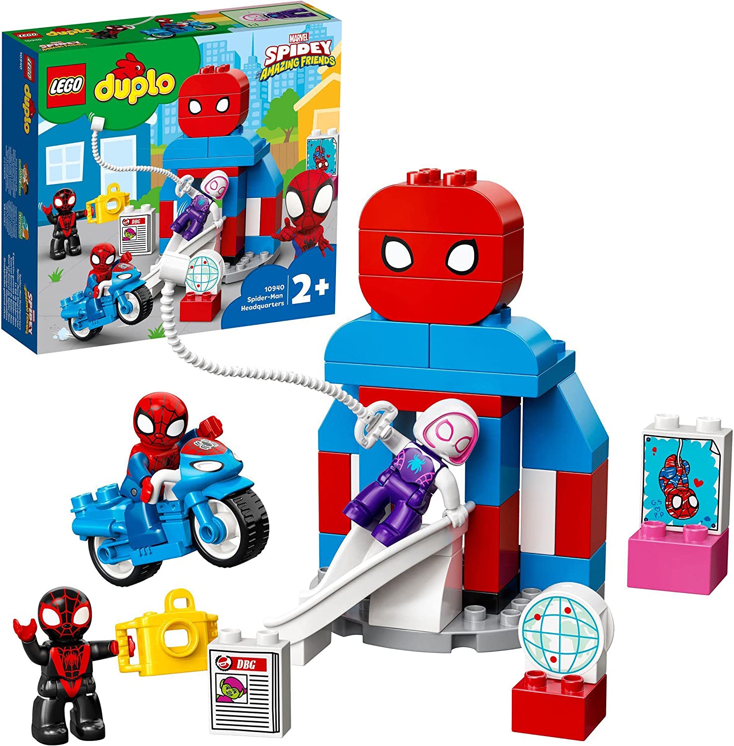 LEGO 10940 DUPLO Spidermans Spindelmannens högkvarter, Barnleksak för Förskolebarn från 2 år, Byggsats med Marvel Superhjälte Figur